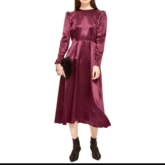 Topshop Satin Tie Back Midi Dress Size 10 - Picture 5 of 12